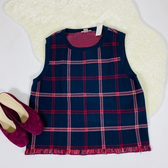 Nwt Loft Outlet Plaid Sweater Vest With 